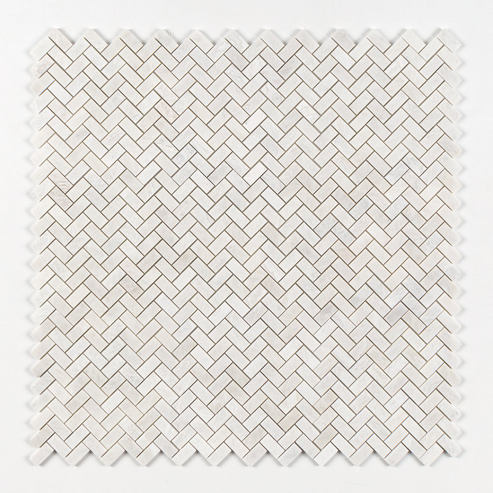 Siberian White Polished Herringbone Marble Mosaics 11x11 Marble Polished 12x12 Mosaics — 1