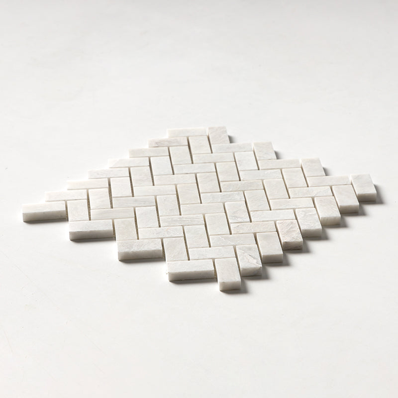 Siberian White Polished Herringbone Marble Mosaics 11x11 Marble Polished 12x12 Mosaics — 2