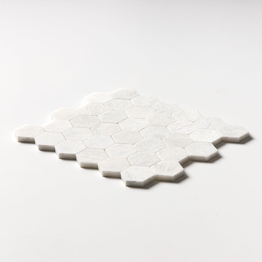Siberian White Polished Hexagon Marble Mosaics 10 3/8x12 Marble Polished 12x12 Mosaics — 2
