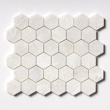 Siberian White Polished Hexagon Marble Mosaics 10 3/8x12