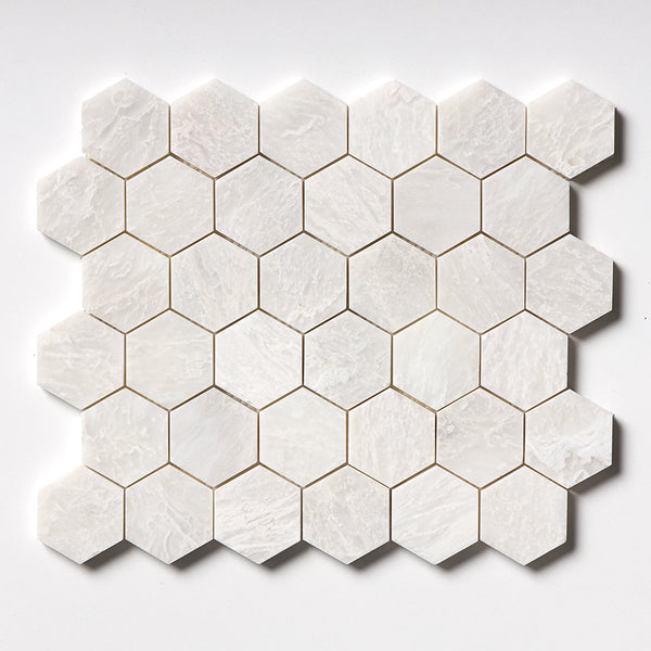 Siberian White Polished Hexagon Marble Mosaics 10 3/8x12