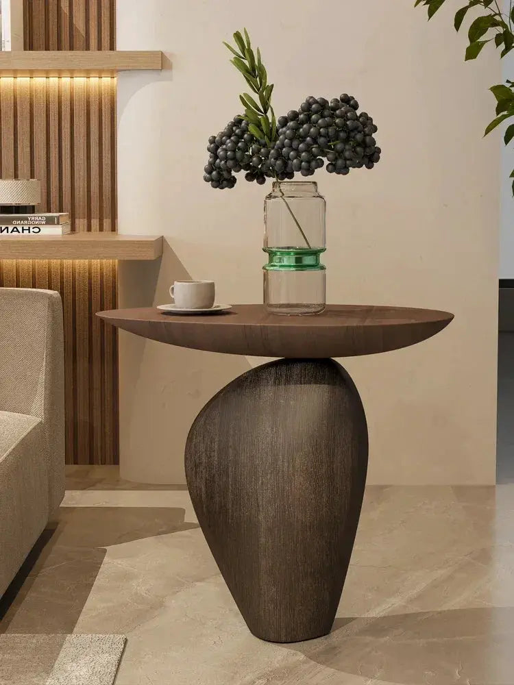 Side Table - Cobblestone Wooden Small by House Of Avana