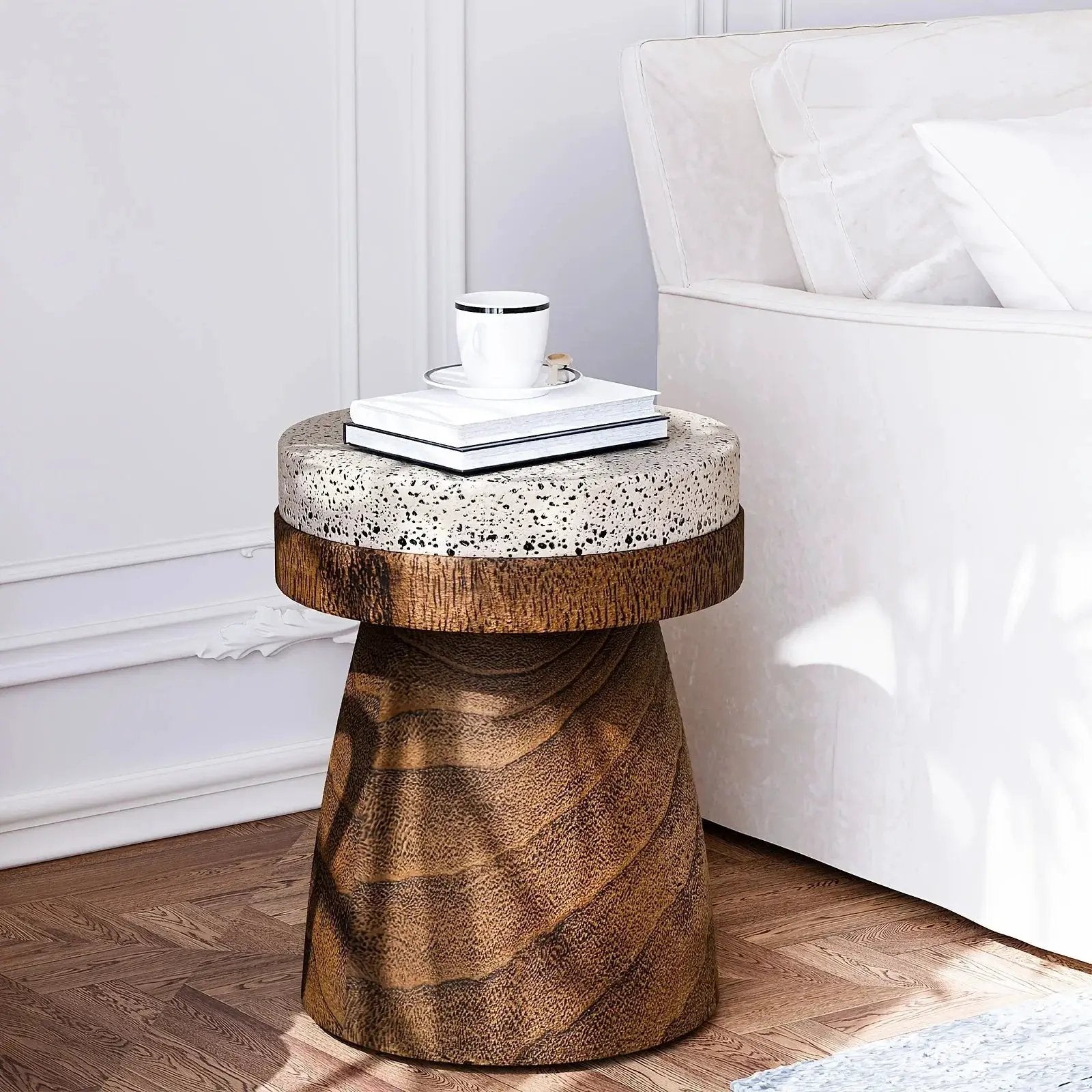 Side Table - Vintage Wooden Round by House Of Avana