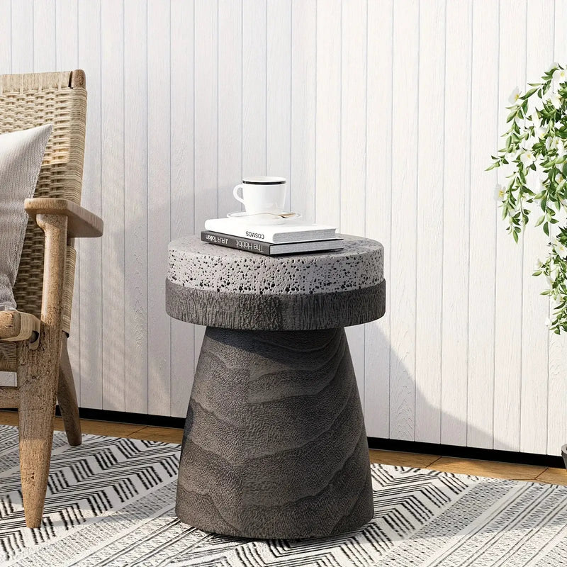 Side Table - Vintage Wooden Round by House Of Avana