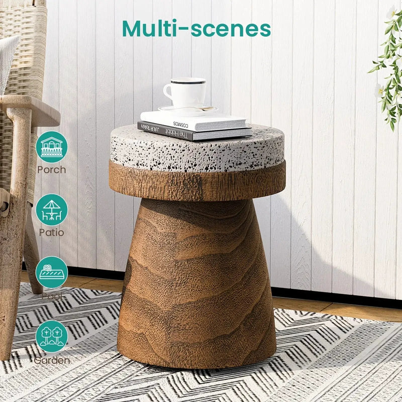 Side Table - Vintage Wooden Round by House Of Avana