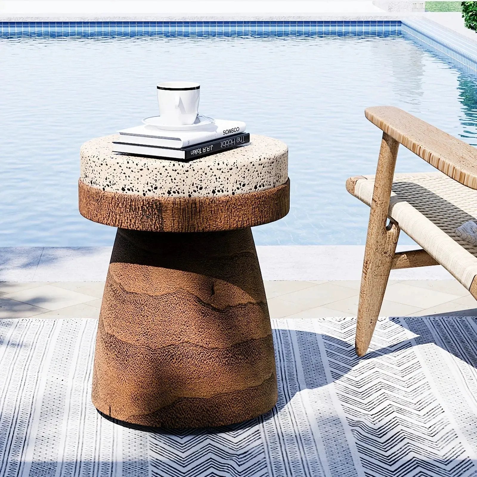 Side Table - Vintage Wooden Round by House Of Avana