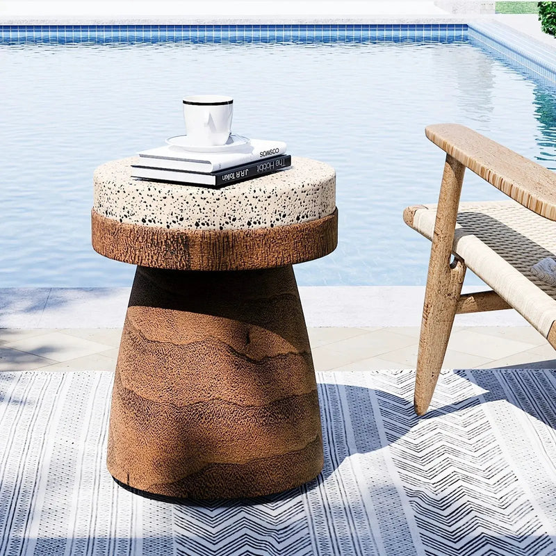 Side Table - Vintage Wooden Round by House Of Avana