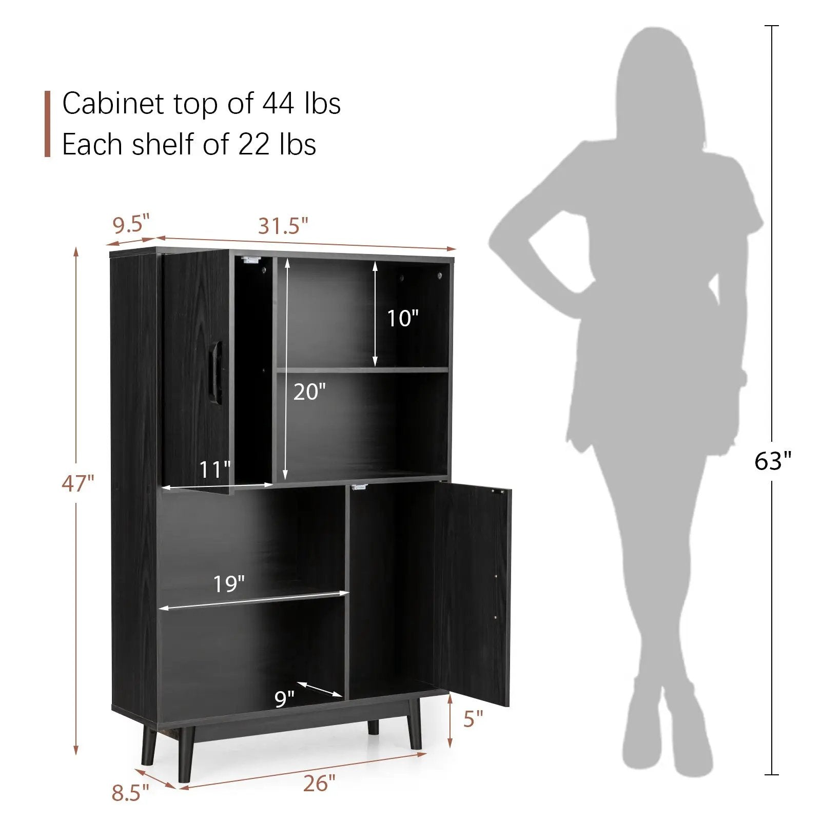 Sideboard Storage Cabinet with Door Shelf by DirectDeals