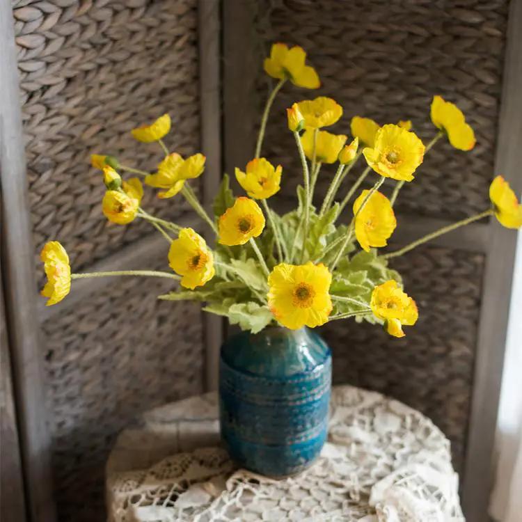 Silk Common Poppy Flower Stem 22" Tall by RusticReach
