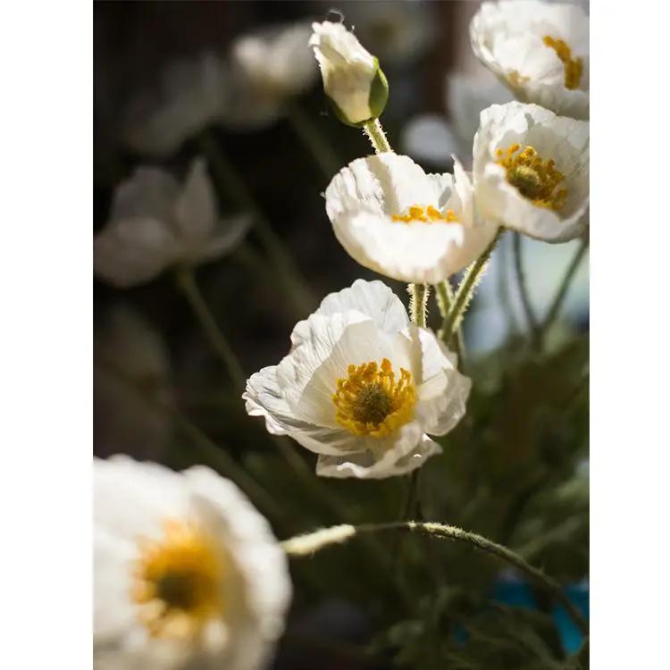 Faux Silk Silk Common Poppy Flower Stem in Pink or White 22" Tall by RusticReach