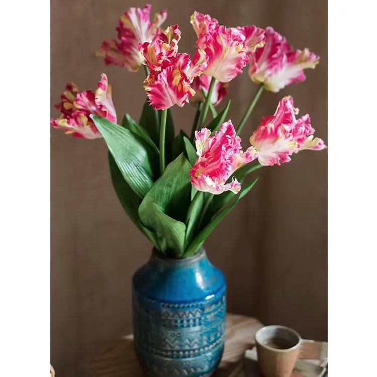Faux Silk Flower Flame Tulip Stem 24" Tall by RusticReach
