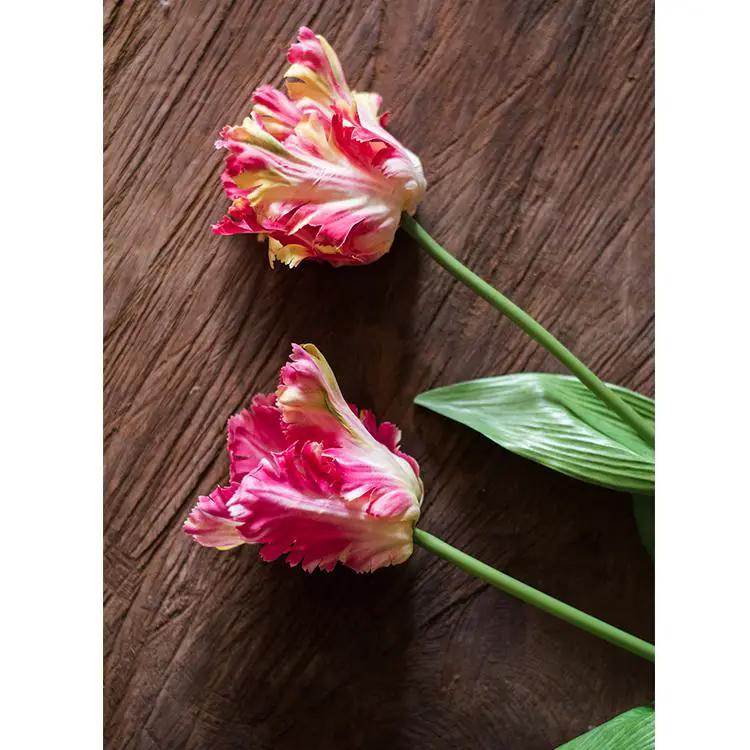 Faux Silk Flower Flame Tulip Stem 24" Tall by RusticReach