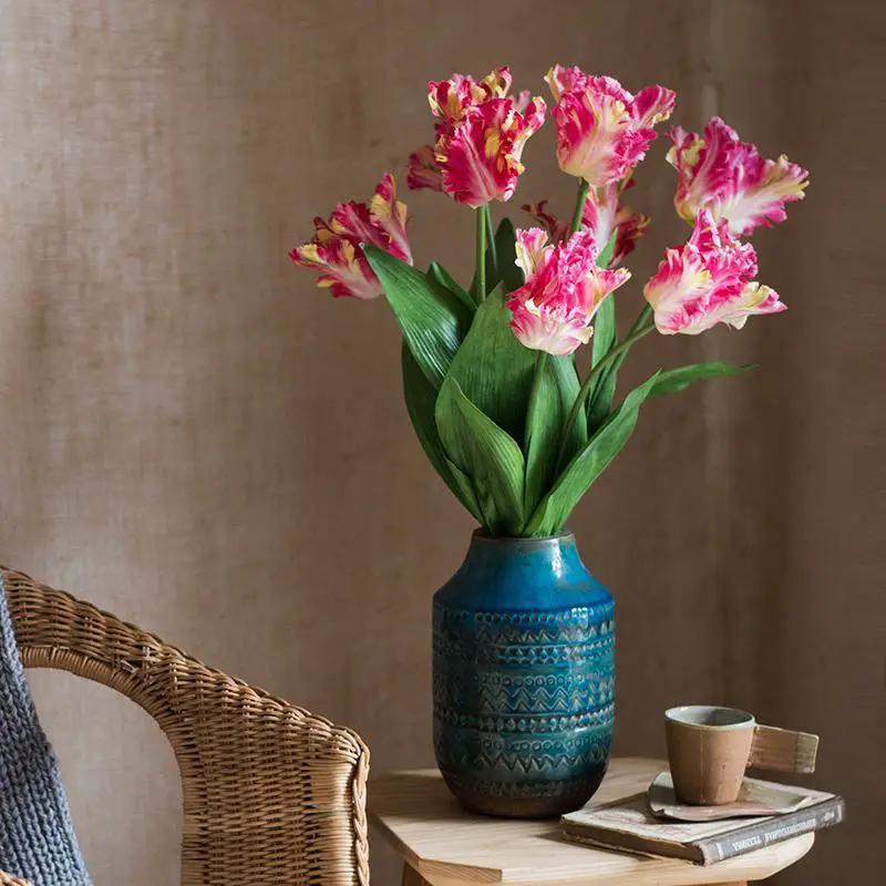 Faux Silk Flower Flame Tulip Stem 24" Tall by RusticReach