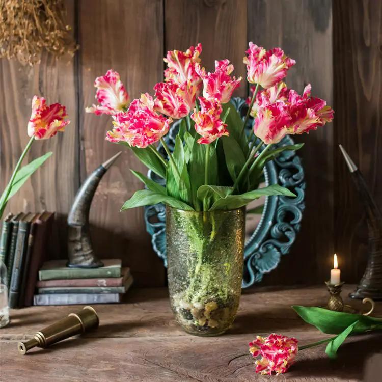 Faux Silk Flower Flame Tulip Stem 24" Tall by RusticReach