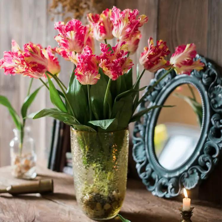 Faux Silk Flower Flame Tulip Stem 24" Tall by RusticReach