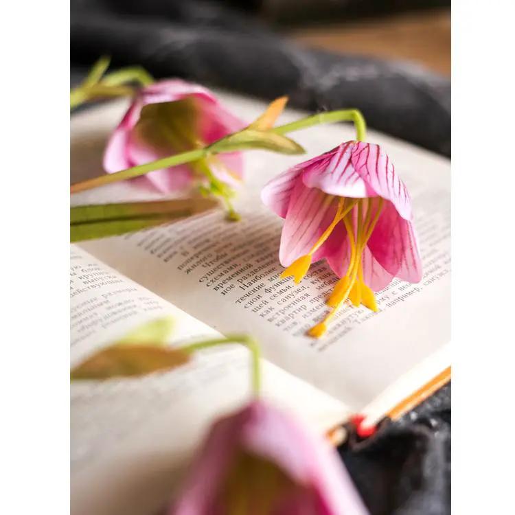 Faux Silk Fritillaries Lily Flower Stem in Pink or Purple 26" Tall by RusticReach
