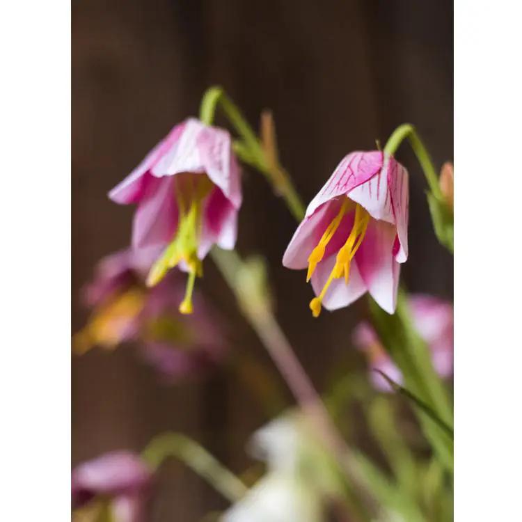 Faux Silk Fritillaries Lily Flower Stem in Pink or Purple 26" Tall by RusticReach