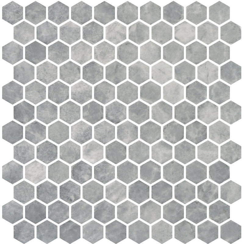 Silver Honed Hexagon Glass Mosaics 11 3/4x11 1/2 Glass Honed 12x12 Mosaics