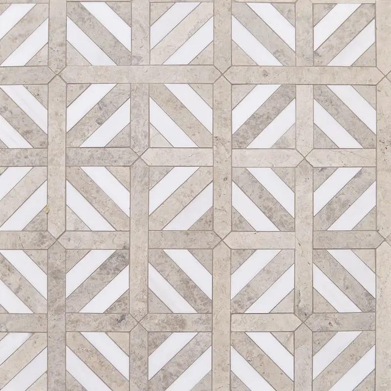 Silver Horizon Honed Ponte Basket Marble Mosaics 14 13/16x14 13/16