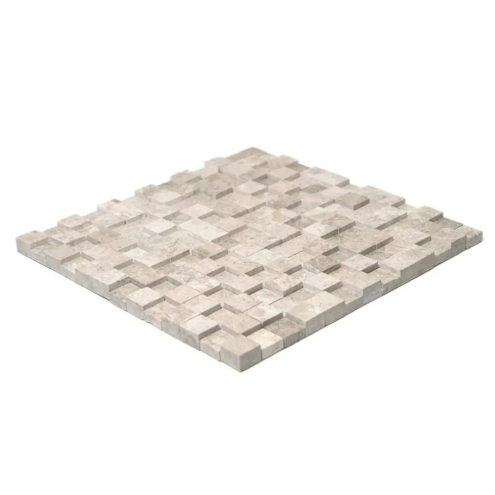 Silver Horizon Rock Face Forever Marble Mosaics 12x12 closeup 2