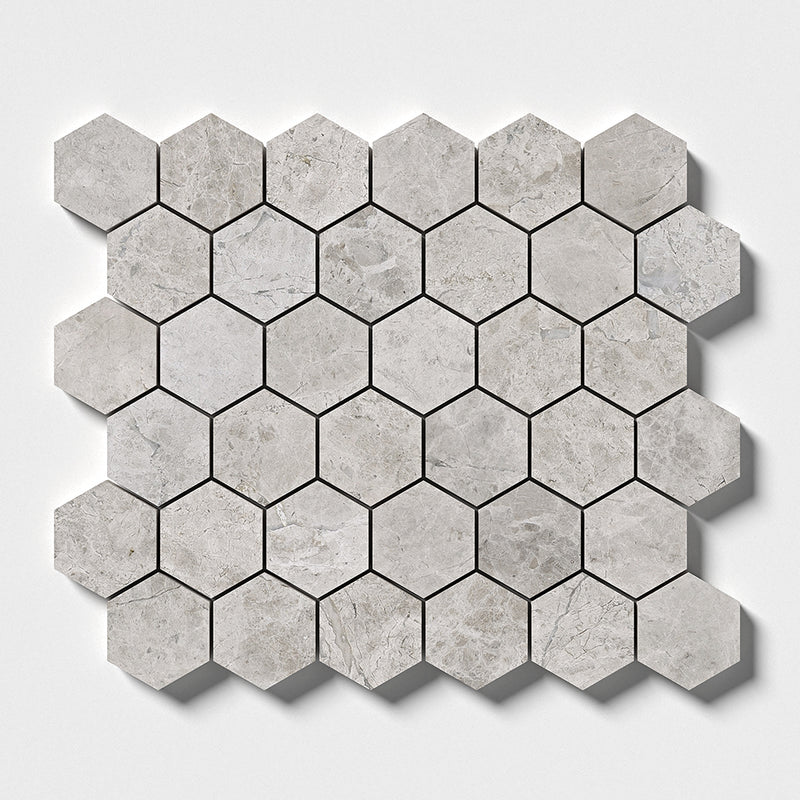 Silver Mystique Polished Hexagon Marble Mosaics 10 3/8x12 Marble Polished 12x12 Mosaics