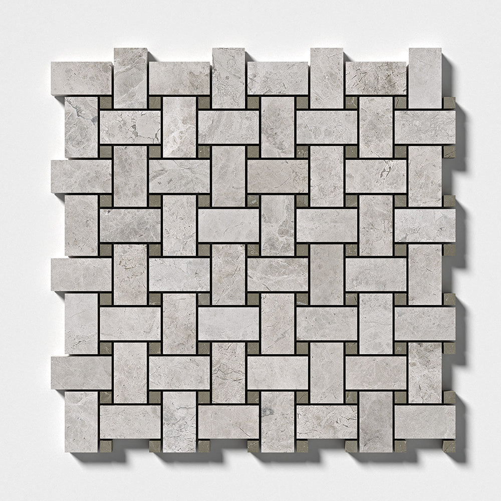 Silver Mystique Polished Basket Weave Marble Mosaics 12x12 Marble Polished 12x12 Mosaics