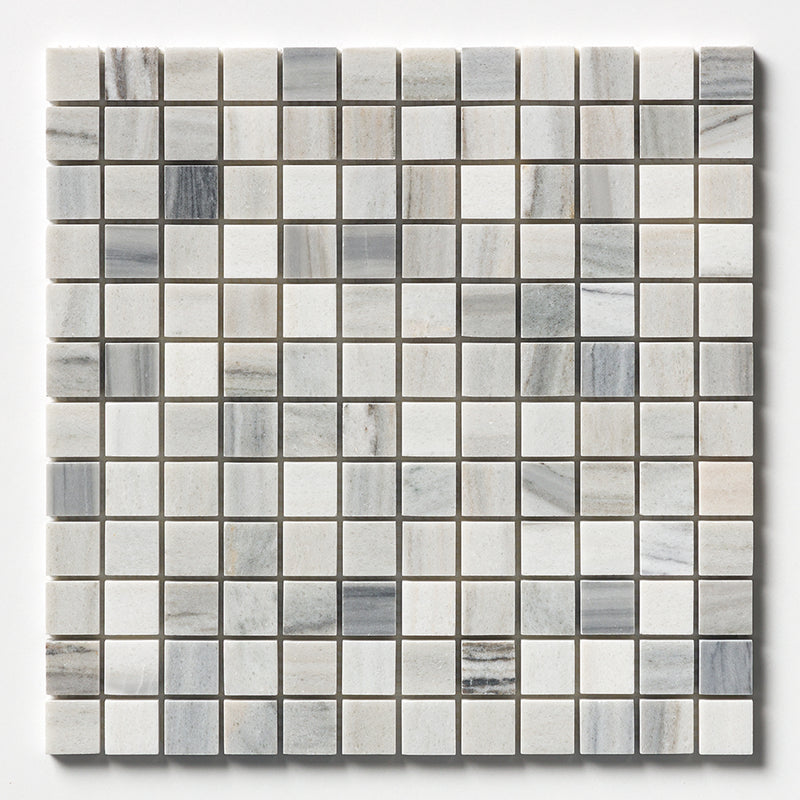 Silver Sky Honed 1x1 Marble Mosaics 12x12 Marble Honed 12x12 Mosaics