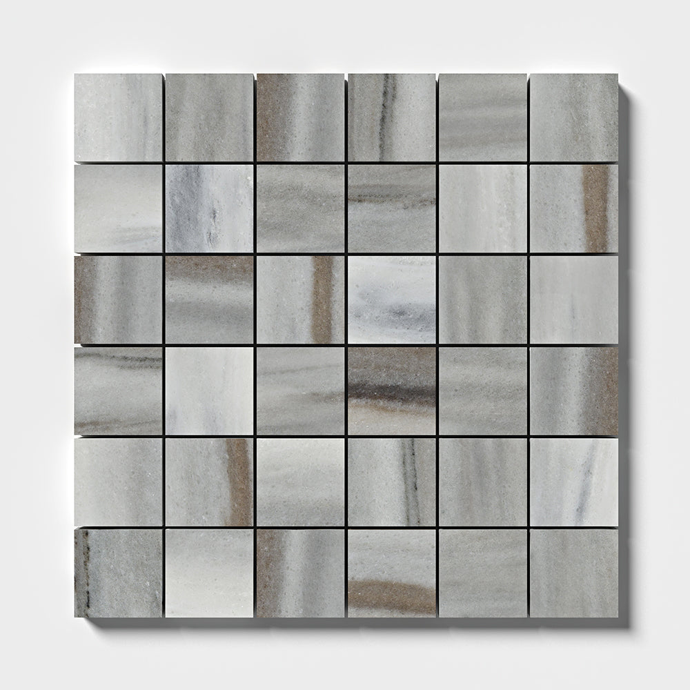 Silver Sky Honed 2x2 Marble Mosaics 12x12 Marble Honed 12x12 Mosaics