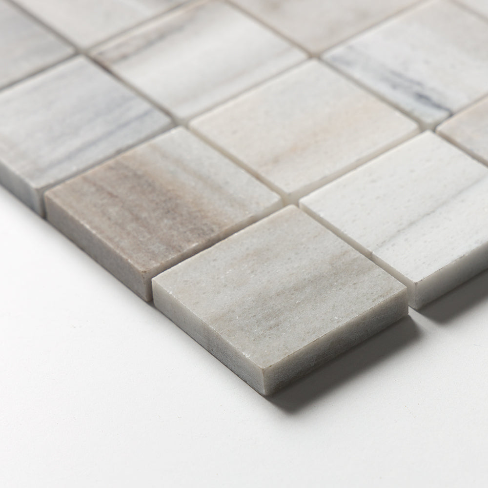 Silver Sky Honed 2x2 Marble Mosaics 12x12 Marble Honed 12x12 Mosaics — 4