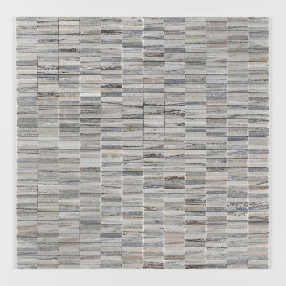 Silver Sky Honed 5/8x3 Marble Mosaics 12x12 Marble Honed 12x12 Mosaics — 1
