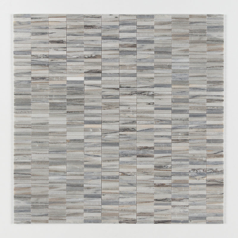 Silver Sky Honed 5/8x3 Marble Mosaics 12x12 Marble Honed 12x12 Mosaics — 1