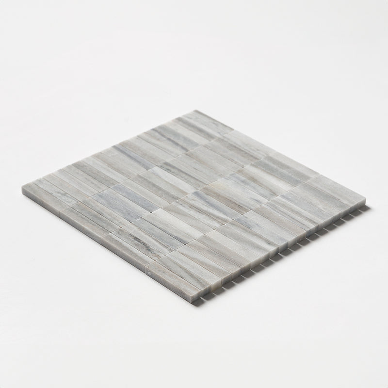 Silver Sky Honed 5/8x3 Marble Mosaics 12x12 Marble Honed 12x12 Mosaics — 2