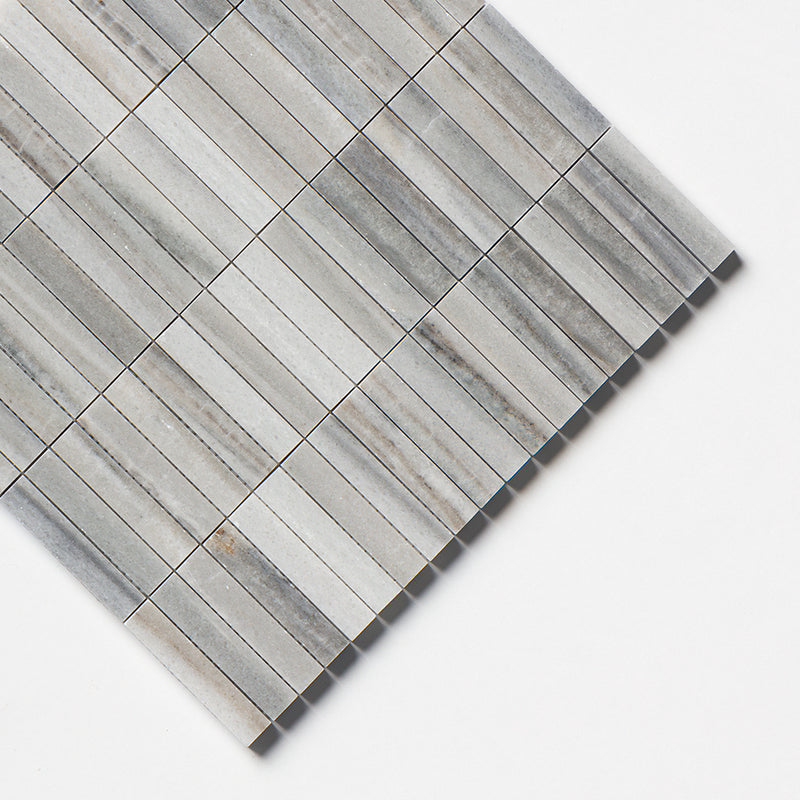 Silver Sky Honed 5/8x3 Marble Mosaics 12x12 Marble Honed 12x12 Mosaics — 3