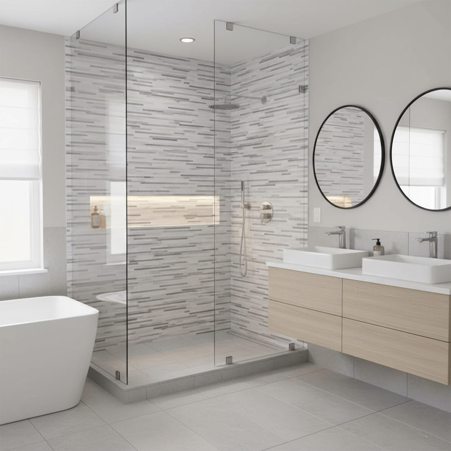 Silver Sky Honed Bamboo Marble Mosaics 6x12 Marble Honed 6x12 Mosaics — 2