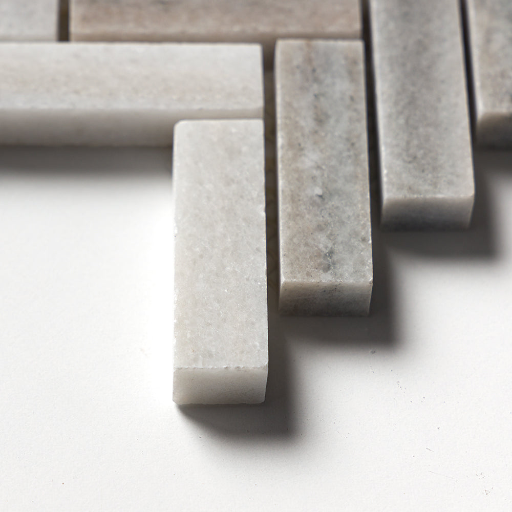 Silver Sky Honed Herringbone Marble Mosaics 10 7/16x12 13/16 Marble Honed 12x12 Mosaics — 4