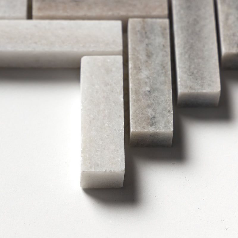 Silver Sky Honed Herringbone Marble Mosaics 10 7/16x12 13/16 Marble Honed 12x12 Mosaics — 4