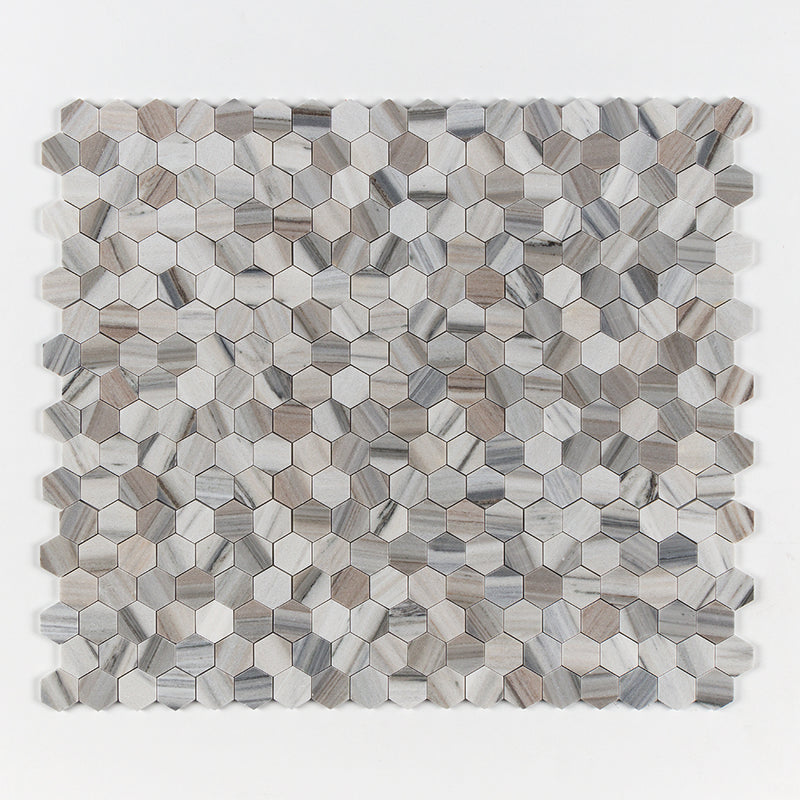 Silver Sky Honed Hexagon 2 Marble Mosaics 10 3/8x12 Marble Honed 12x12 Mosaics — 1