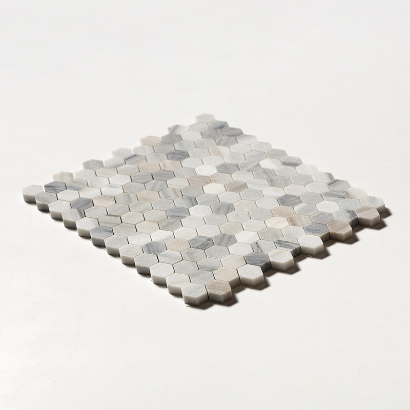 Silver Sky Honed Hexagon 1x1 Marble Mosaics 11 1/2x12 1/4 Marble Honed 12x12 Mosaics — 2