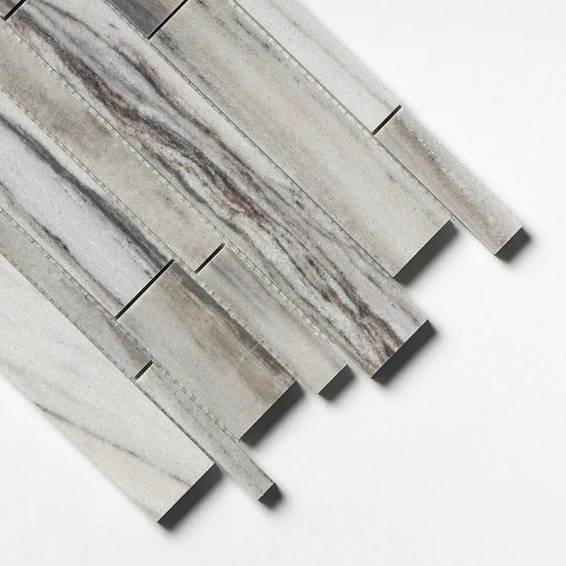 Silver Sky Honed Slides Marble Mosaics 11x17 closeup 3