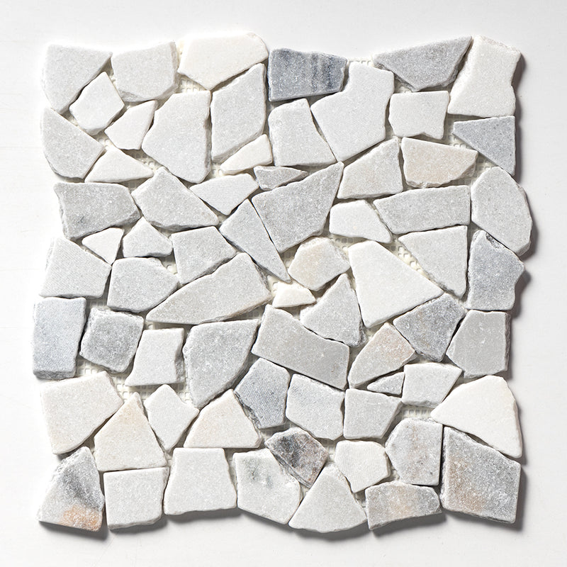 Silver Sky Multi Finish Palladian Marble Mosaics 12x12 Marble Multi Finish 12x12 Mosaics