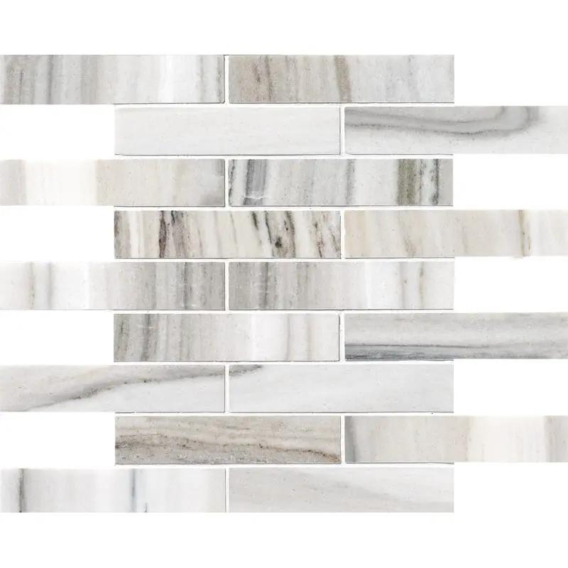 Silver Sky Polished 1 1/4x6 Marble Mosaics 12x12