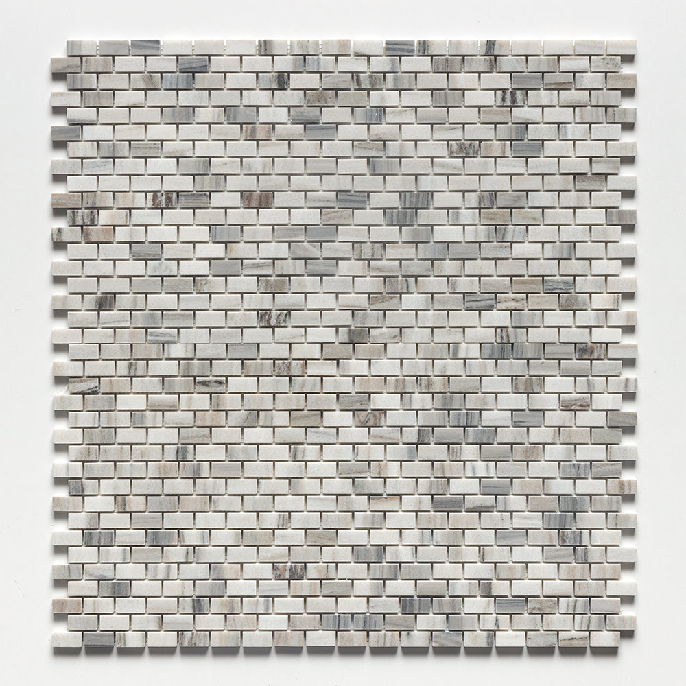 Silver Sky Polished 5/8x1 1/4 Marble Mosaics 12x12 Marble Polished 12x12 Mosaics — 1