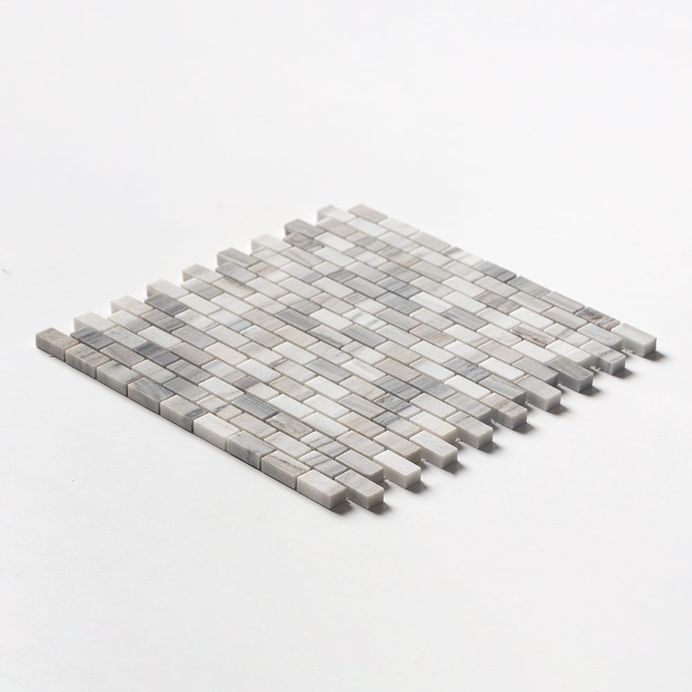 Silver Sky Polished 5/8x1 1/4 Marble Mosaics 12x12 Marble Polished 12x12 Mosaics — 2