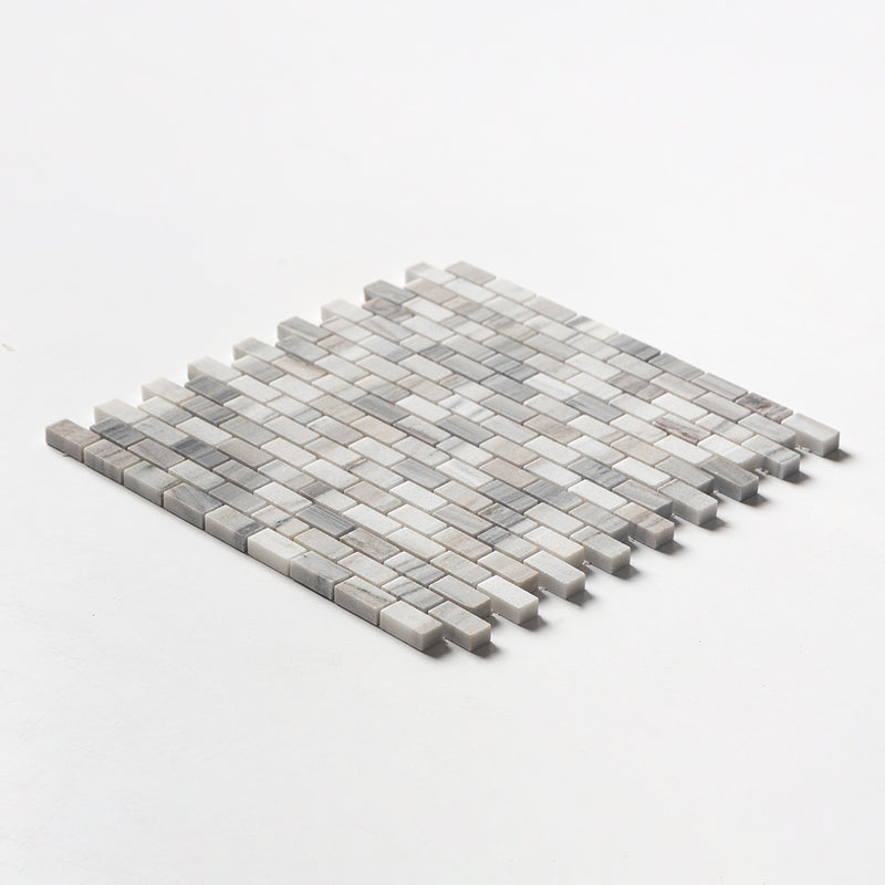 Silver Sky Polished 5/8x1 1/4 Marble Mosaics 12x12 Marble Polished 12x12 Mosaics — 2