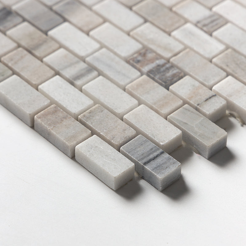 Silver Sky Polished 5/8x1 1/4 Marble Mosaics 12x12 Marble Polished 12x12 Mosaics — 4