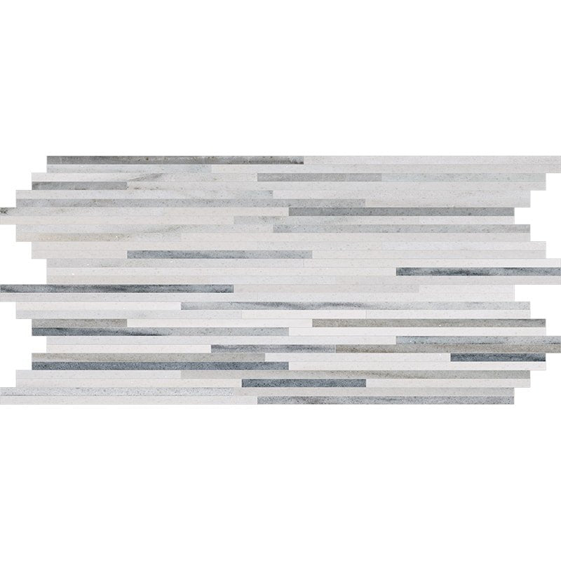 Silver Sky Polished Bamboo Marble Mosaics 6x12 Marble Polished 6x12 Mosaics