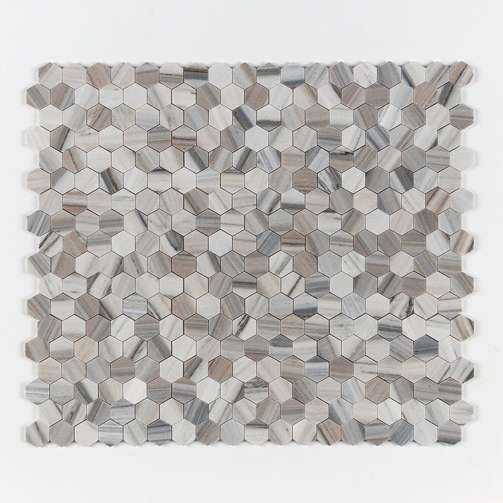 Silver Sky Polished Hexagon Marble Mosaics 10 3/8x12 Marble Polished 12x12 Mosaics — 1