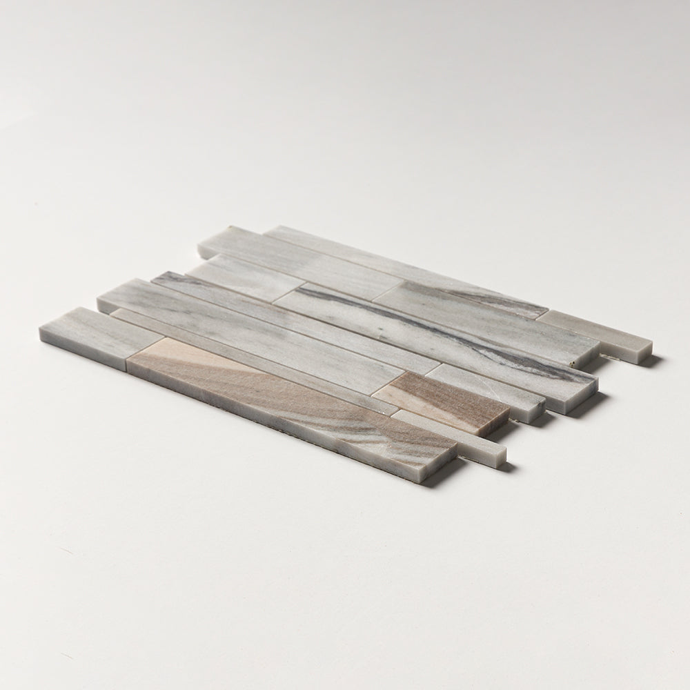 Silver Sky Polished Slides Marble Mosaics 12x16 Marble Polished 12x18 Mosaics — 2
