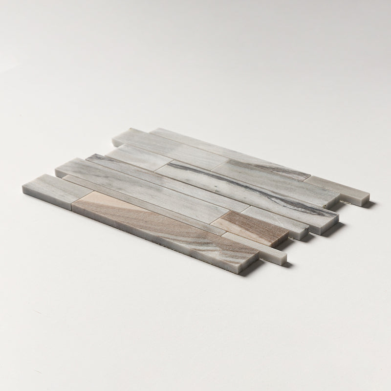 Silver Sky Polished Slides Marble Mosaics 12x16 Marble Polished 12x18 Mosaics — 2