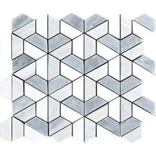 Silver Sky Textured 3d Hexagon Marble Mosaics 10 3/8x12